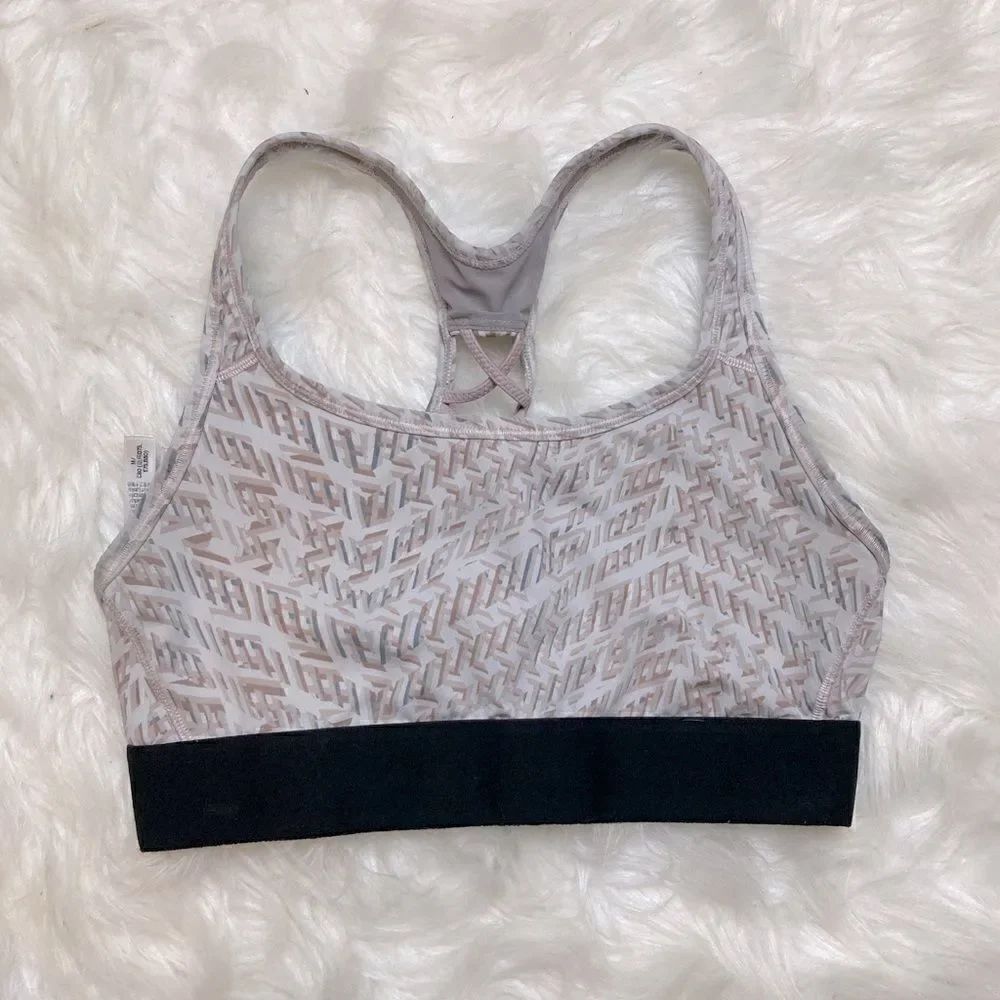 Victoria’s Secret Sport The Player Lace Up Racerback Purple/gray Printed Bra